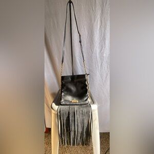 NWT ! Rebecca Minkoff Black Leather Fringe Crossbody Bag